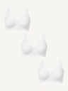 3-Pack Scalloped Deep V Push-Up Seamless Wireless Jelly Bra - White