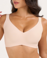 Seamless Soft V-Neck Wireless Full Support Jelly Bra - Coffee