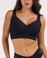 Plus Size Seamless Soft V-Neck Wireless Full Support Jelly Bra - Black