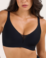 Support & Lift V-Neck Mesh Bra - Black