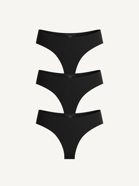 3-Pack Seamless Thong Black