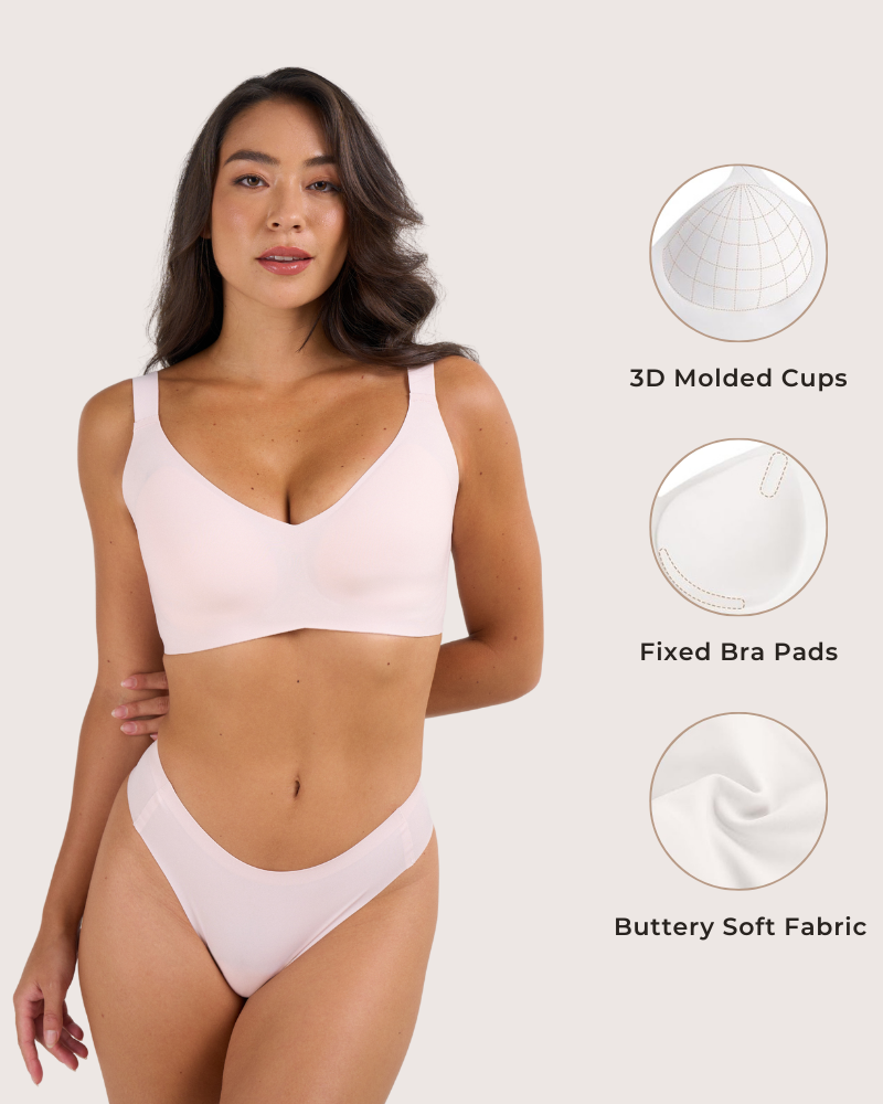 Seamless Soft V-Neck Wireless Full Support Jelly Bra