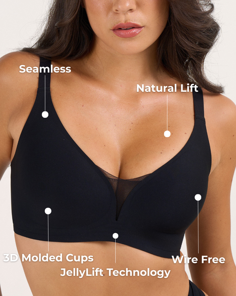 Support & Lift V-Neck Mesh Bra