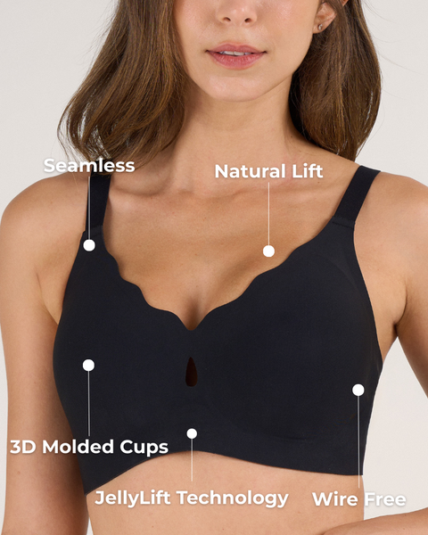 Seamless Scalloped Wireless Jelly Bra With Detail