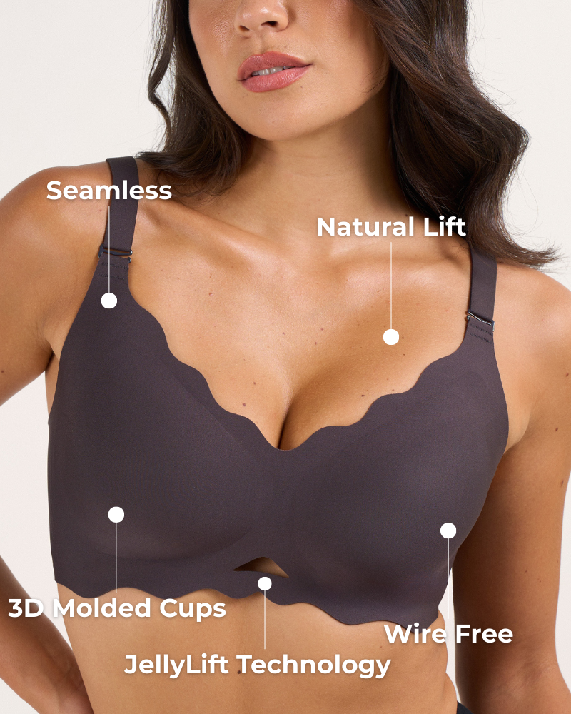 Seamless Scalloped Wireless Bra with Detail