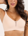 Support & Lift V-Neck Mesh Bra - Skin