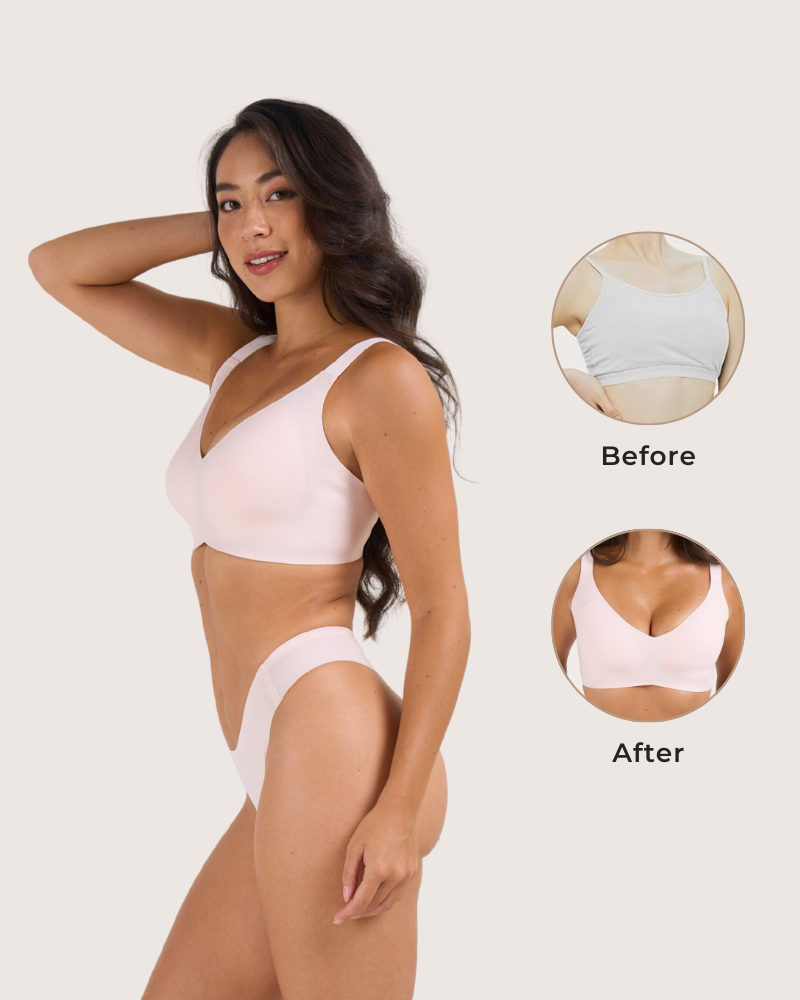 Seamless Soft V-Neck Wireless Full Support Jelly Bra