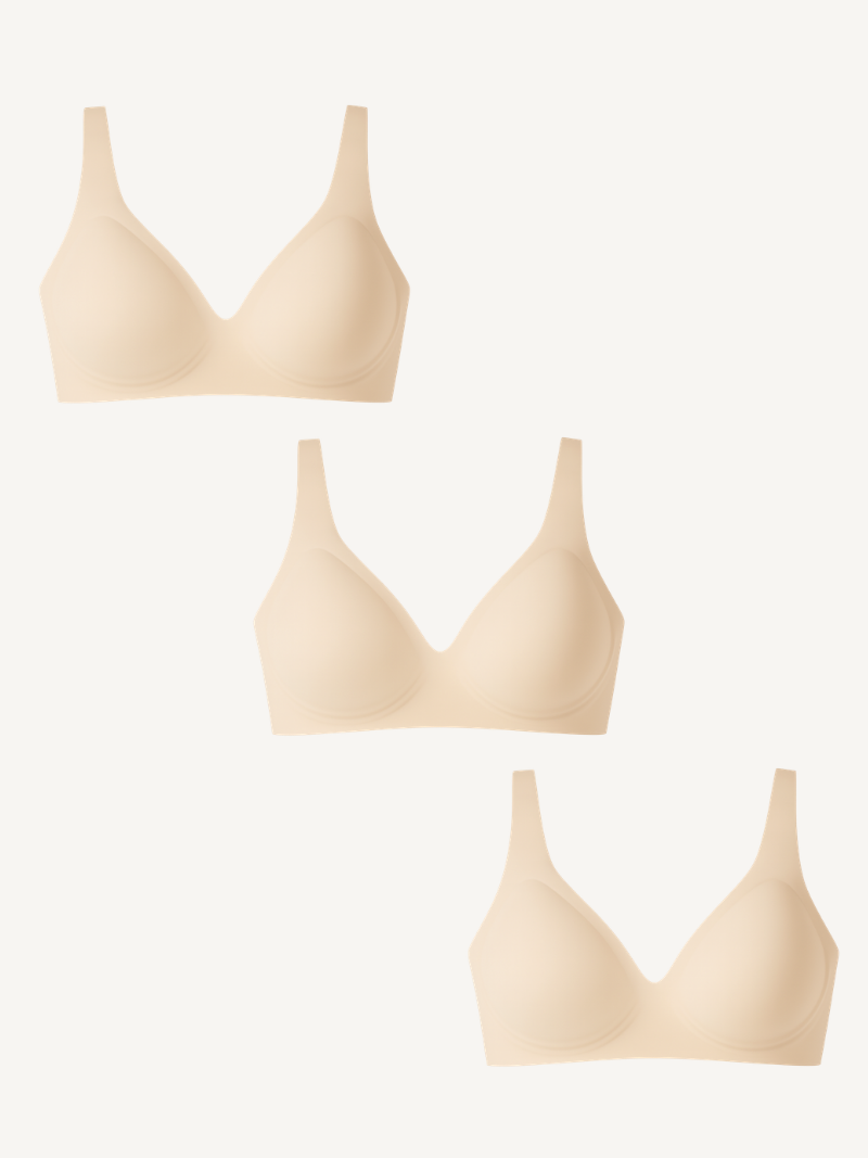 3-Pack Deep V Push-Up Seamless Wireless Jelly Bra